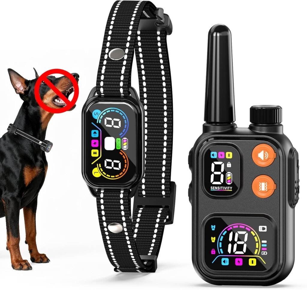 2 in Dog Bark and Shock Collar - 4500FT Bark Collar with Remote, Voiceprint Recognition, Beep/Vibration/Shock Modes, Sensitivity Levels, IP67 Waterproof, Portable Training Collar for 5-120lbs Dogs