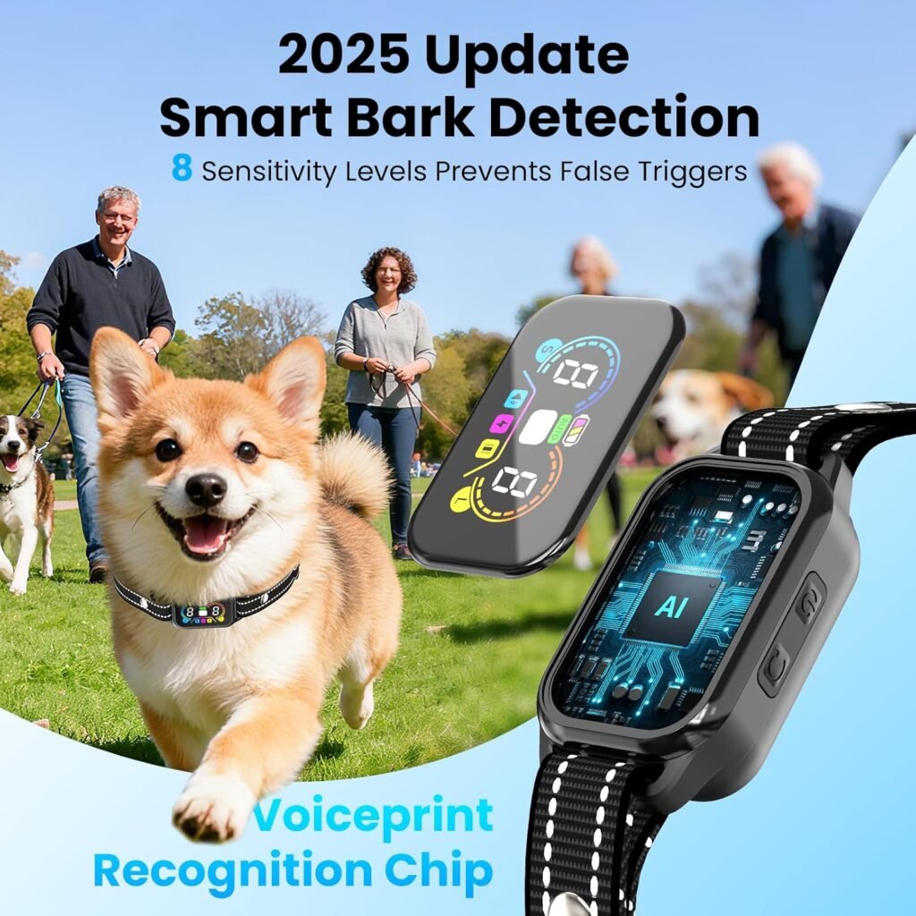 2 in Dog Bark and Shock Collar - 4500FT Bark Collar with Remote, Voiceprint Recognition, Beep/Vibration/Shock Modes, Sensitivity Levels, IP67 Waterproof, Portable Training Collar for 5-120lbs Dogs