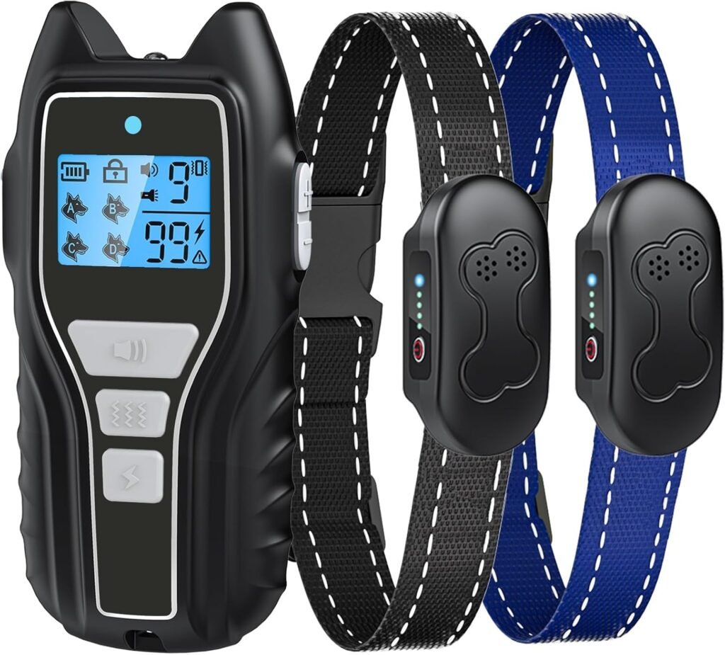 Asrcs Shock Collar for Dogs Dogs (15-120lbs) 2000FT Dog Shock Collar with Remote Control Waterproof Dog Training Collar with Remote Safe Modes Rechargeable Lock Flash Light for All Breeds - BL