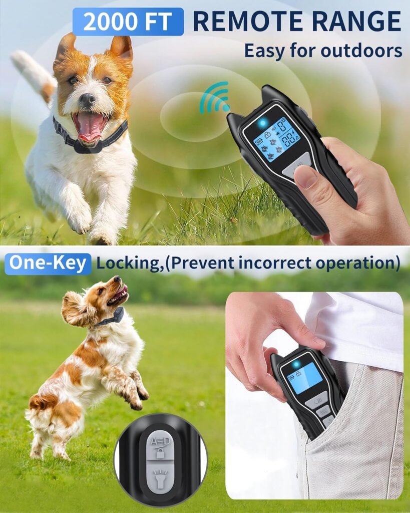 Asrcs Shock Collar for Dogs Dogs (15-120lbs) 2000FT Dog Shock Collar with Remote Control Waterproof Dog Training Collar with Remote Safe Modes Rechargeable Lock Flash Light for All Breeds - Grey Asrcs Shock Collar for Dogs Dogs (15-120lbs) 2000FT Dog Shock Collar with Remote Control Waterproof Dog Training Collar with Remote Safe Modes Rechargeable Lock Flash Light for All Breeds - Grey