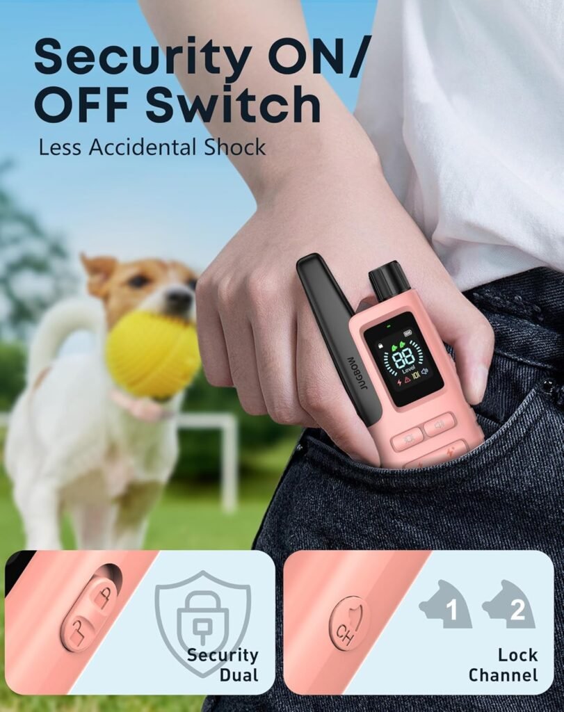 Dog Shock Collar - 4200FT Dog Training Collar with Remote for 5-120lbs Small Medium Large Dogs, IPX8 Waterproof E Collar with Training Modes, Security Lock, Rechargeable Shock Collar Pink