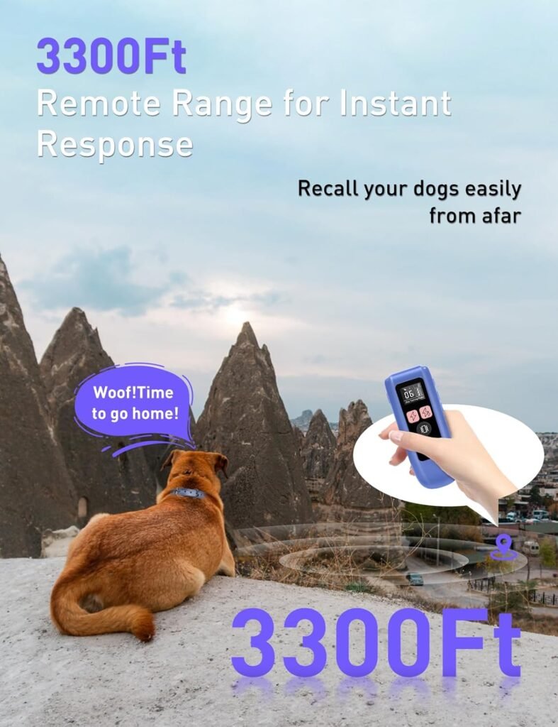 Dog Shock Collar Dogs (10-120lbs) - 3300Ft Dog Training Collar with Beep, Vibration  Shock, IPX7 Waterproof Rechargeable Dog Shock Collars for Small Medium Large Dogs, Security Lock, Purple