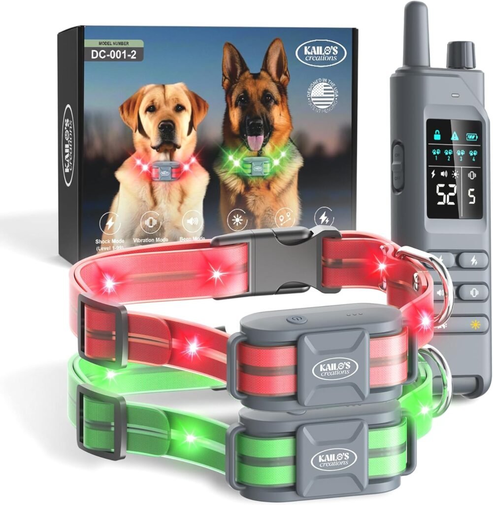Dog Shock Collar (Updated Version) with 360° LED Lights – 4200FT Dog Training Collar with Remote, IPX8 Waterproof, Beep/Vibration/Safety Shock Modes, Rechargeable E-Collar for Dogs