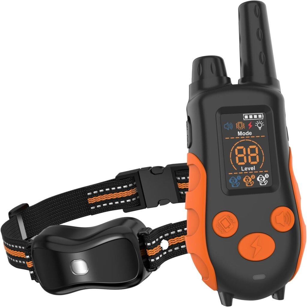 Dog Shock Collar with Remote Control Color Screen - FT Remote Range, Dog Training Collar with Training Modes, Rechargeable Waterproof E-Collar for Dogs 15-125LBS (Orange, Pack)