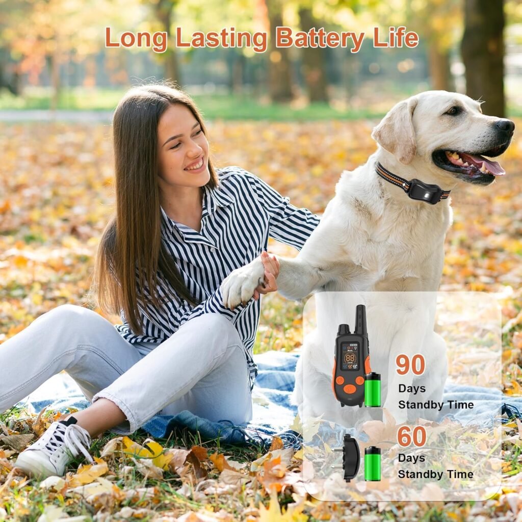 Dog Shock Collar with Remote Control Color Screen - FT Remote Range, Dog Training Collar with Training Modes, Rechargeable Waterproof E-Collar for Dogs 15-125LBS (Orange, Pack)