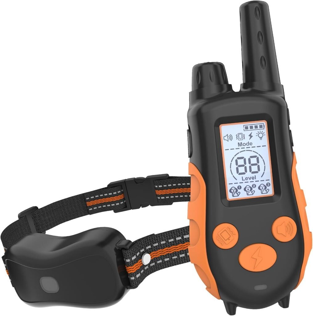 Dog Shock Collar with Remote Control Color Screen - FT Remote Range, Dog Training Collar with Training Modes, Rechargeable Waterproof E-Collar for Dogs 15-125LBS (Orange, Pack)