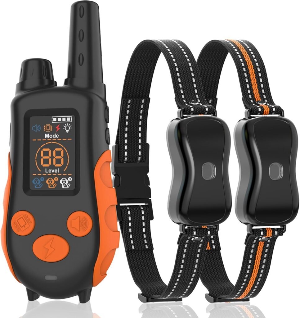Dog Shock Collar with Remote Control Color Screen - FT Remote Range, Dog Training Collar with Training Modes, Rechargeable Waterproof E-Collar for Dogs 15-125LBS (Orange, Pack)