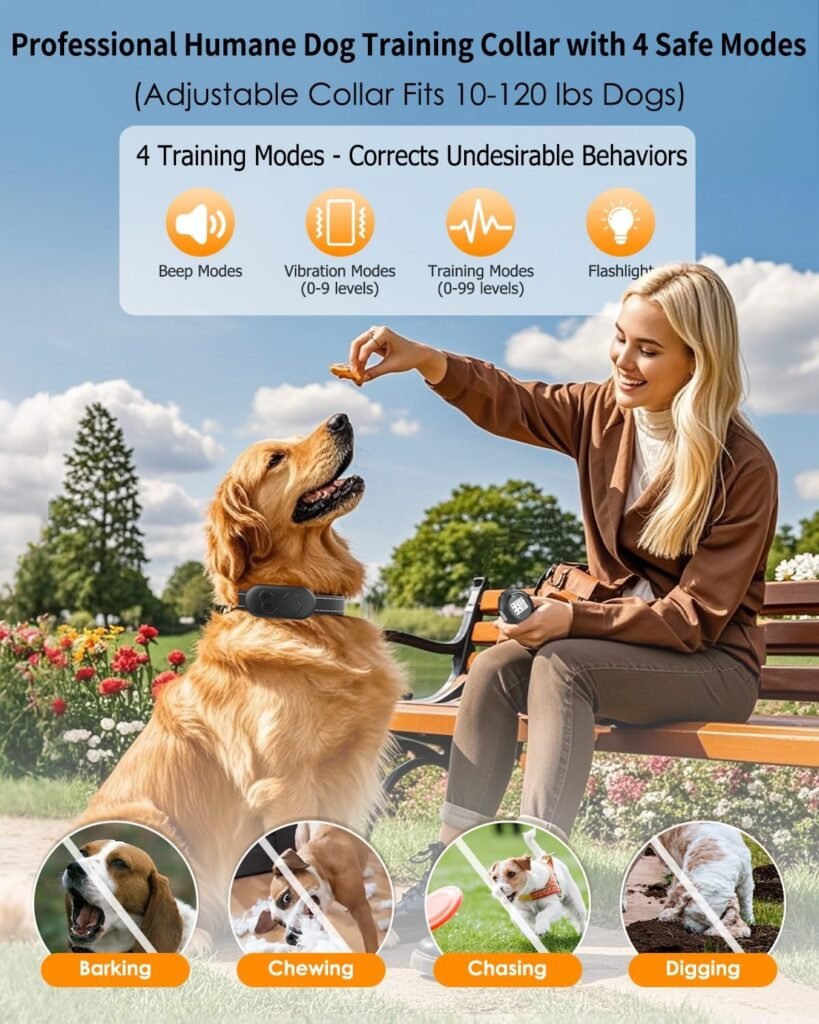 Dog Shock Collar with Remote Control for Dogs 10–120lbs, IPX7 Waterproof Dog Training Collar with Security Lock, Safe Training Modes, Rechargeable Long Battery Life for Small Medium Large Dogs Grey Dog Shock Collar with Remote Control for Dogs 10–120lbs, IPX7 Waterproof Dog Training Collar with Security Lock, Safe Training Modes, Rechargeable Long Battery Life for Small Medium Large Dogs Grey