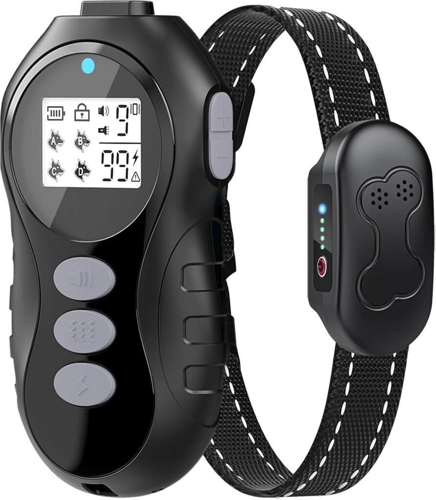 Dog Shock Collar with Remote Control for Dogs 10–120lbs, IPX7 Waterproof Dog Training Collar with Security Lock, Safe Training Modes, Rechargeable Long Battery Life for Small Medium Large Dogs Gy
