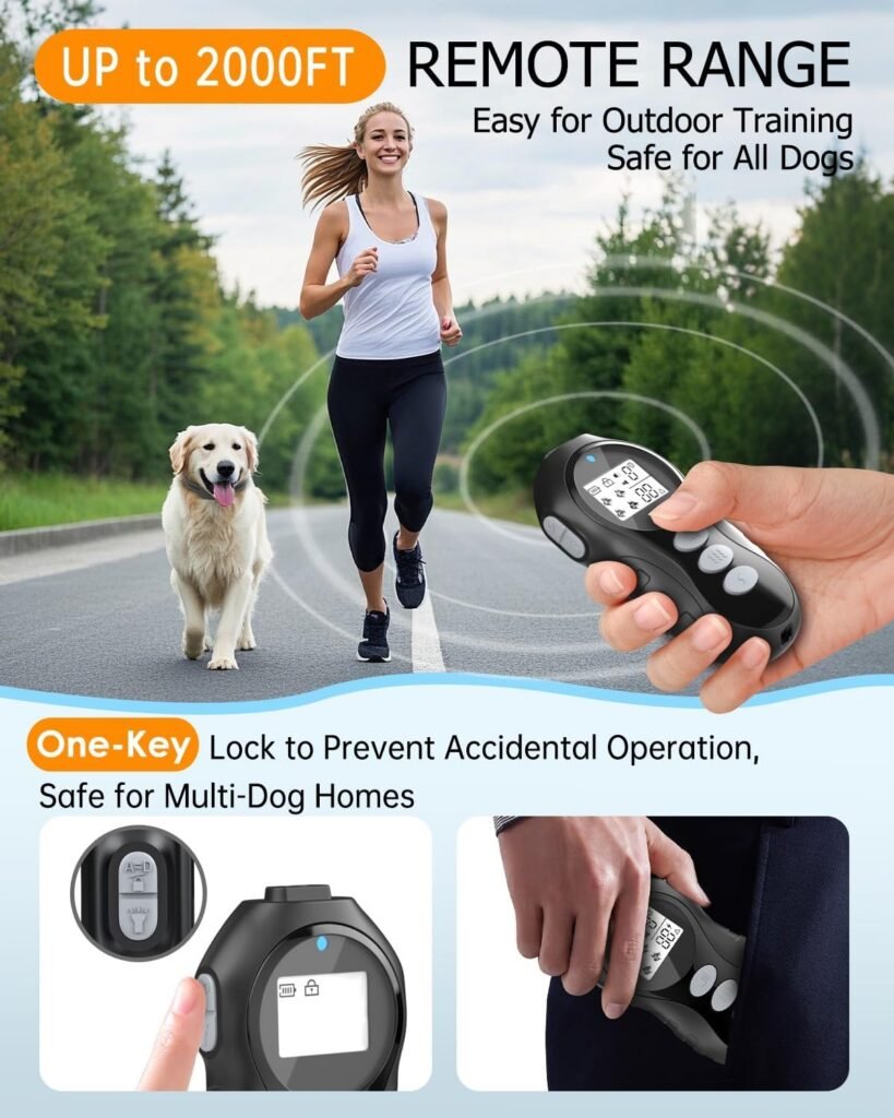 Dog Shock Collar with Remote Control for Dogs 10–120lbs, IPX7 Waterproof Dog Training Collar with Security Lock, Safe Training Modes, Rechargeable Long Battery Life for Small Medium Large Dogs Grey Dog Shock Collar with Remote Control for Dogs 10–120lbs, IPX7 Waterproof Dog Training Collar with Security Lock, Safe Training Modes, Rechargeable Long Battery Life for Small Medium Large Dogs Grey