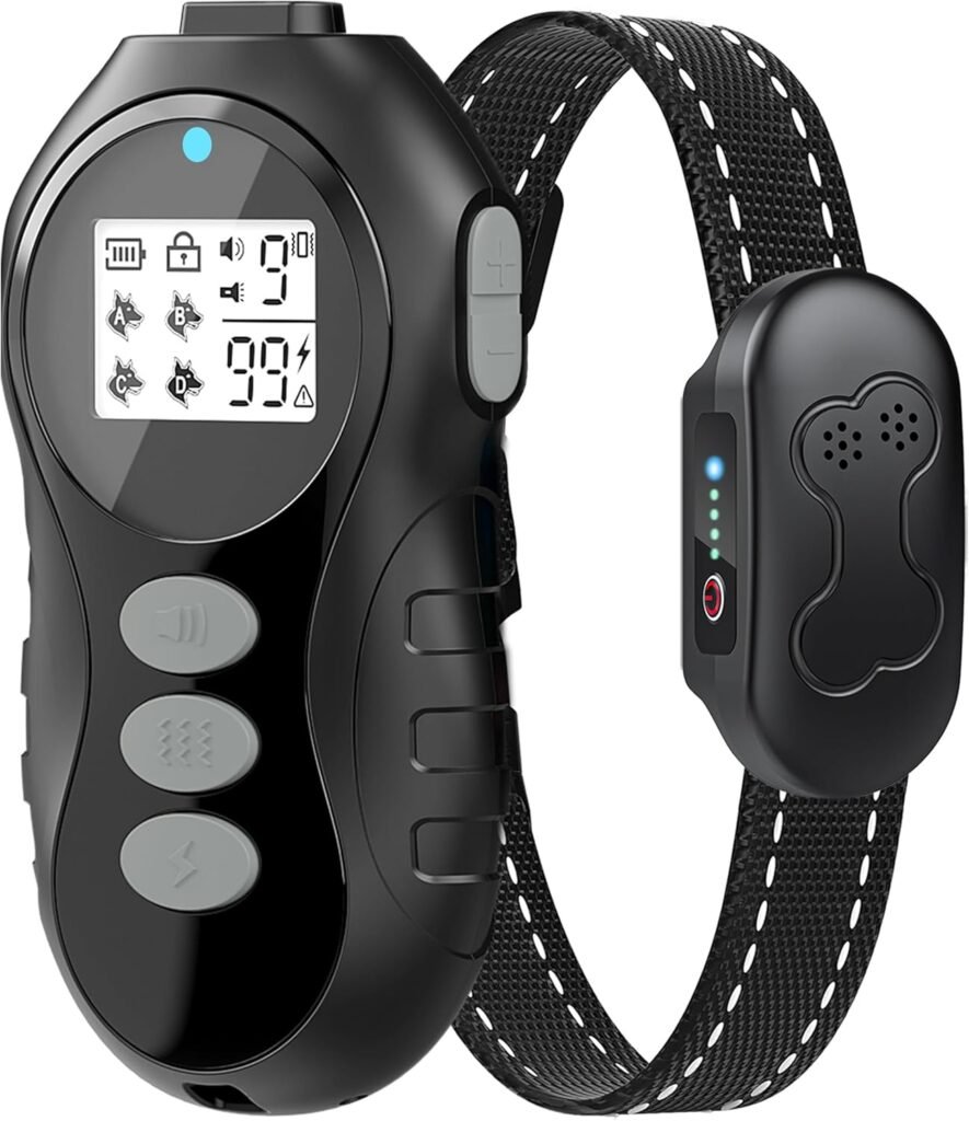 Dog Shock Collar with Remote Control for Dogs 10–120lbs, IPX7 Waterproof Dog Training Collar with Security Lock, Safe Training Modes, Rechargeable Long Battery Life for Small Medium Large Dogs Gray
