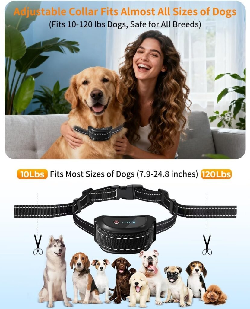 Dog Shock Collar with Remote Control – Shock Collar for Dogs 10–120 lbs, 2000FT Long Range IPX7 Waterproof Rechargeable Dog Training Collar with Safe Modes Beep Vibration Shock Flashlight Black