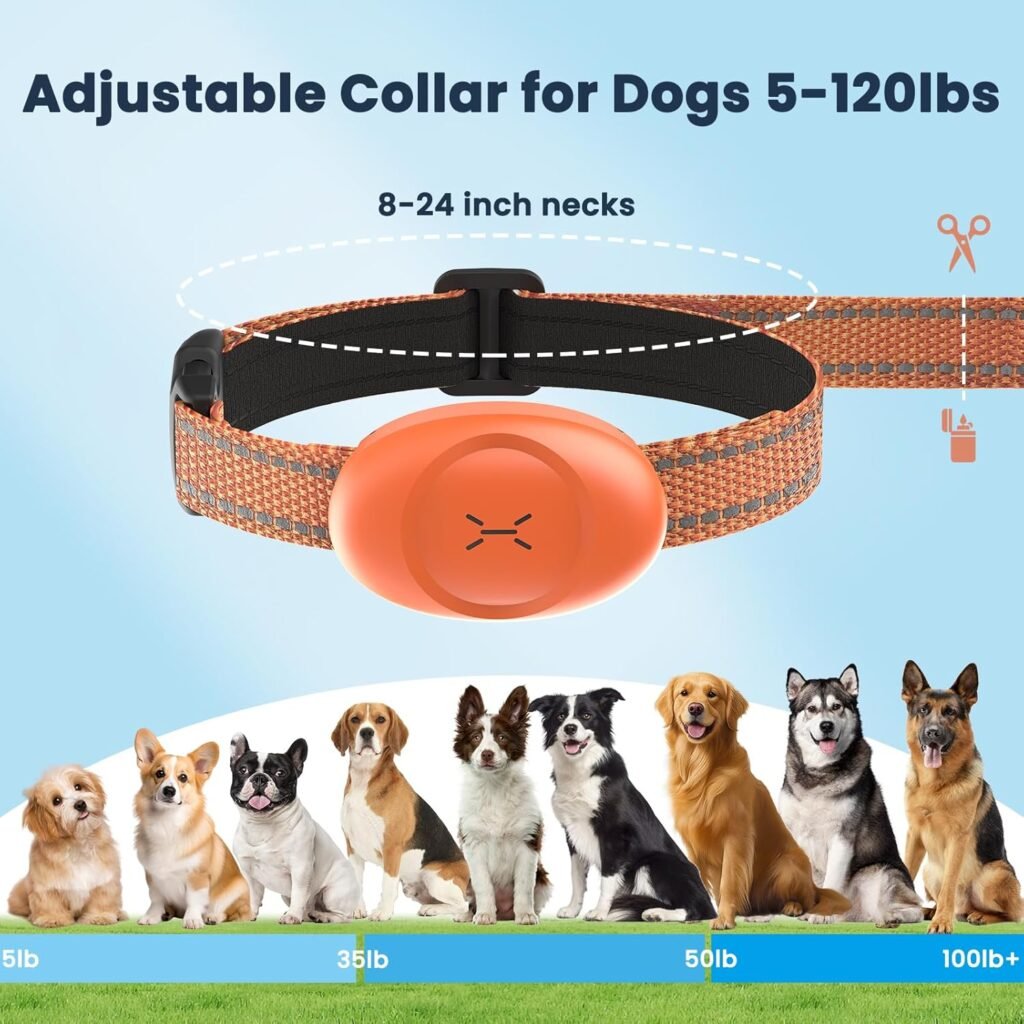 Dog Shock Collar with Soft Neoprene Padded - Training Modes E Collar with 1600FT Remote Control for 5–120 lbs Large Medium Small Dogs, IPX7 Waterproof, Orange