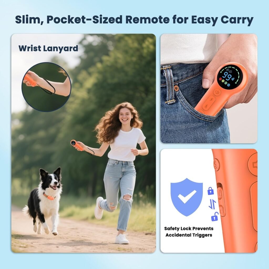 Dog Shock Collar with Soft Neoprene Padded - Training Modes E Collar with 1600FT Remote Control for 5–120 lbs Large Medium Small Dogs, IPX7 Waterproof, Orange