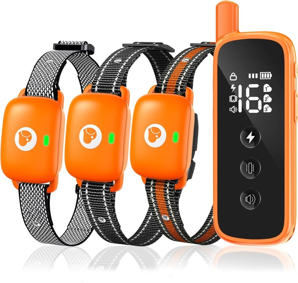 Dog Training Collar - 2600FT Dog Shock Collar with Remote Control, Beep/Vibration/Shock, Security Lock, IP68 Waterproof Rechargeable Electric Collar for All Breeds (Orange) Dog Training Collar - 2600FT Dog Shock Collar with Remote Control, Beep/Vibration/Shock, Security Lock, IP68 Waterproof Rechargeable Electric Collar for All Breeds (Orange)