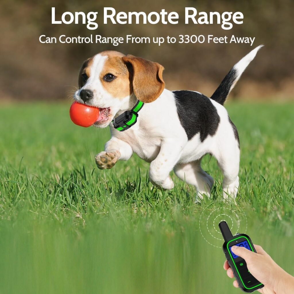 Dog Training Collar Electric Dog Collar with Training Modes and Rechargeable Remote Waterproof Range 3300Ft for Small Medium Large Dogs(Green) Dog Training Collar Electric Dog Collar with Training Modes and Rechargeable Remote Waterproof Range 3300Ft for Small Medium Large Dogs(Green)