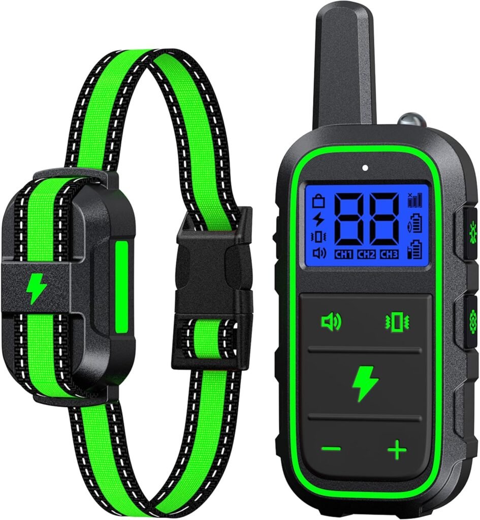 Dog Training Collar Electric Dog Collar with Training Modes and Rechargeable Remote Waterproof Range 3300Ft for Small Medium Large Dogs(Green) Dog Training Collar Electric Dog Collar with Training Modes and Rechargeable Remote Waterproof Range 3300Ft for Small Medium Large Dogs(Green)