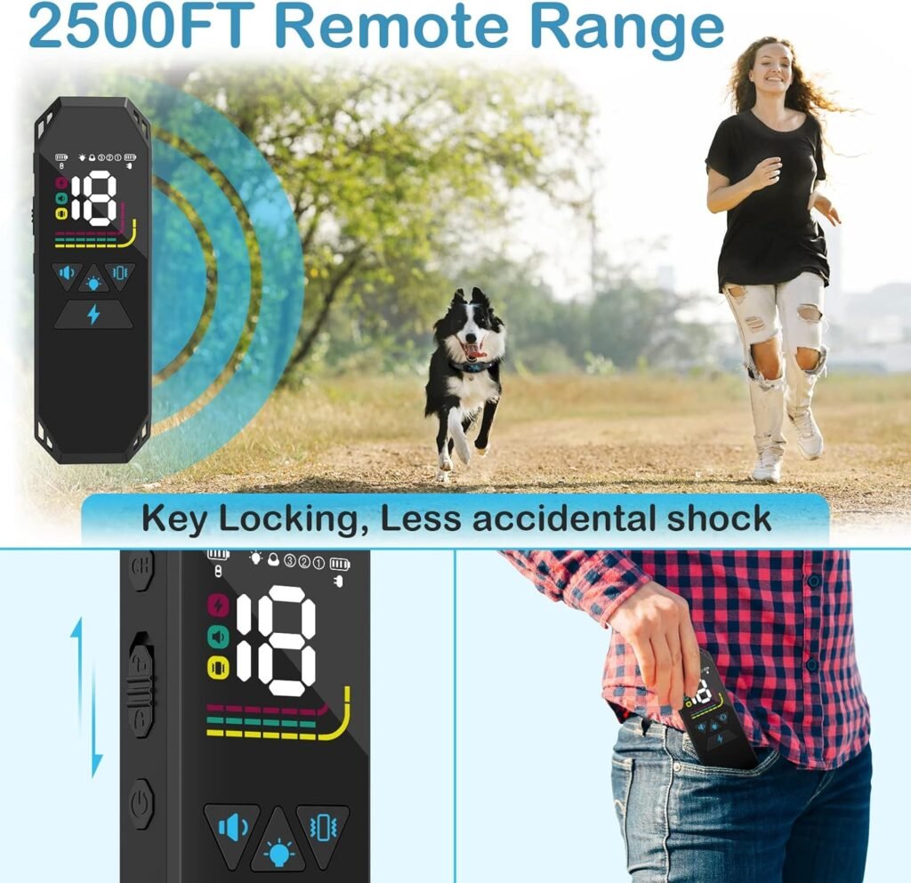 Dog Training Collar with Remote Control, 2500FT Coverage Range and Training Modes, IP67 Waterproof Rechargeable E Collar for Dogs Training for All Breed Dog Training Collar with Remote Control, 2500FT Coverage Range and Training Modes, IP67 Waterproof Rechargeable E Collar for Dogs Training for All Breed