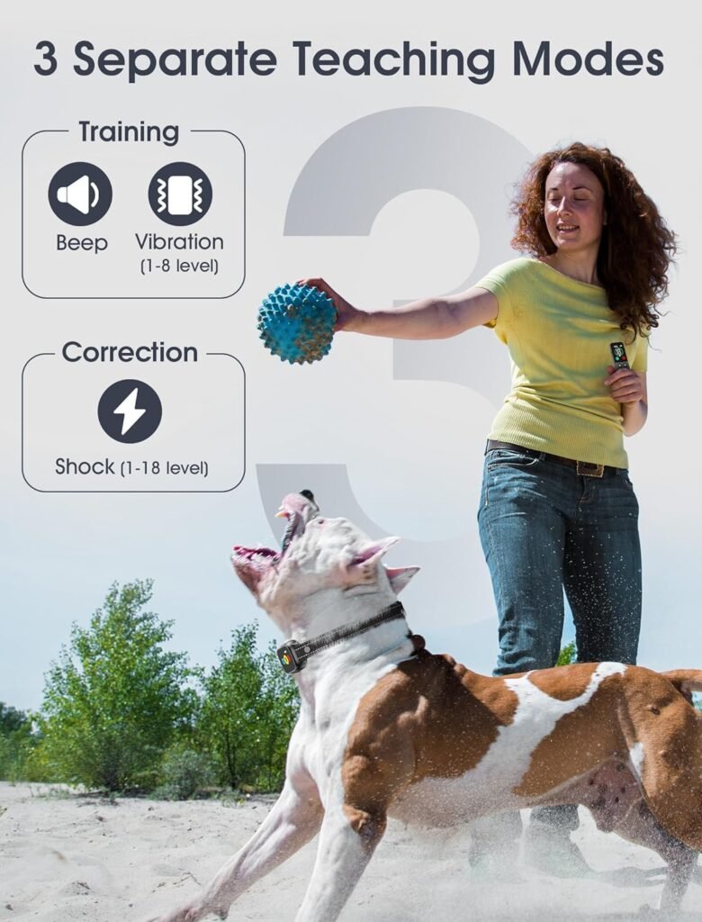 Dog Training Collar with Remote, Smart Dog Shock Collar with Training Modes and Training Icons, Waterproof Electric Dog Shockers for Large and Medium Dogs (8-120 LBS)