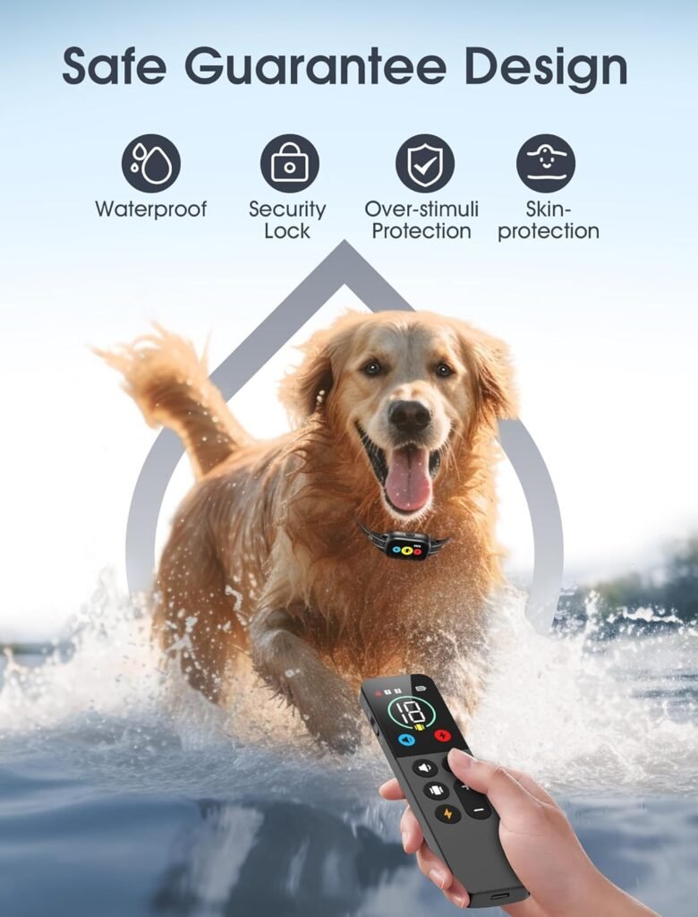 Dog Training Collar with Remote, Smart Dog Shock Collar with Training Modes and Training Icons, Waterproof Electric Dog Shockers for Large and Medium Dogs (8-120 LBS)