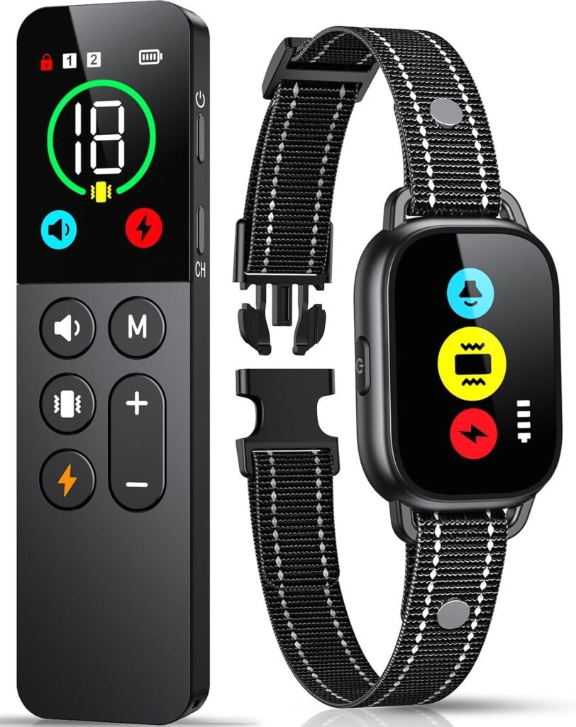 Dog Training Collar with Remote, Smart Dog Shock Collar with Training Modes and Training Icons, Waterproof Electric Dog Shockers for Large and Medium Dogs (8-120 LBS)