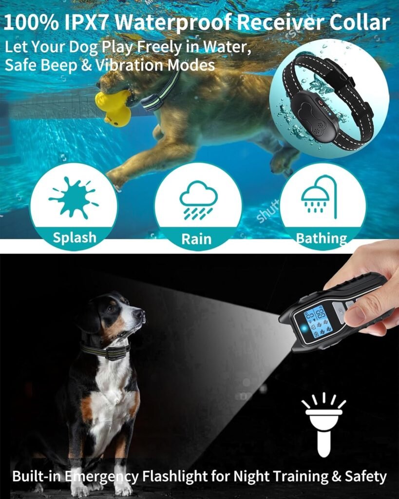 Dog Training Collar with Remote, Waterproof IPX7 E Collar for Dogs, Beep and Vibration Modes, Safe and Humane Training, 2000FT Range, Rechargeable, Fits Small Medium Large Dogs 15–120 lbs (Grey) Dog Training Collar with Remote, Waterproof IPX7 E Collar for Dogs, Beep and Vibration Modes, Safe and Humane Training, 2000FT Range, Rechargeable, Fits Small Medium Large Dogs 15–120 lbs (Grey)