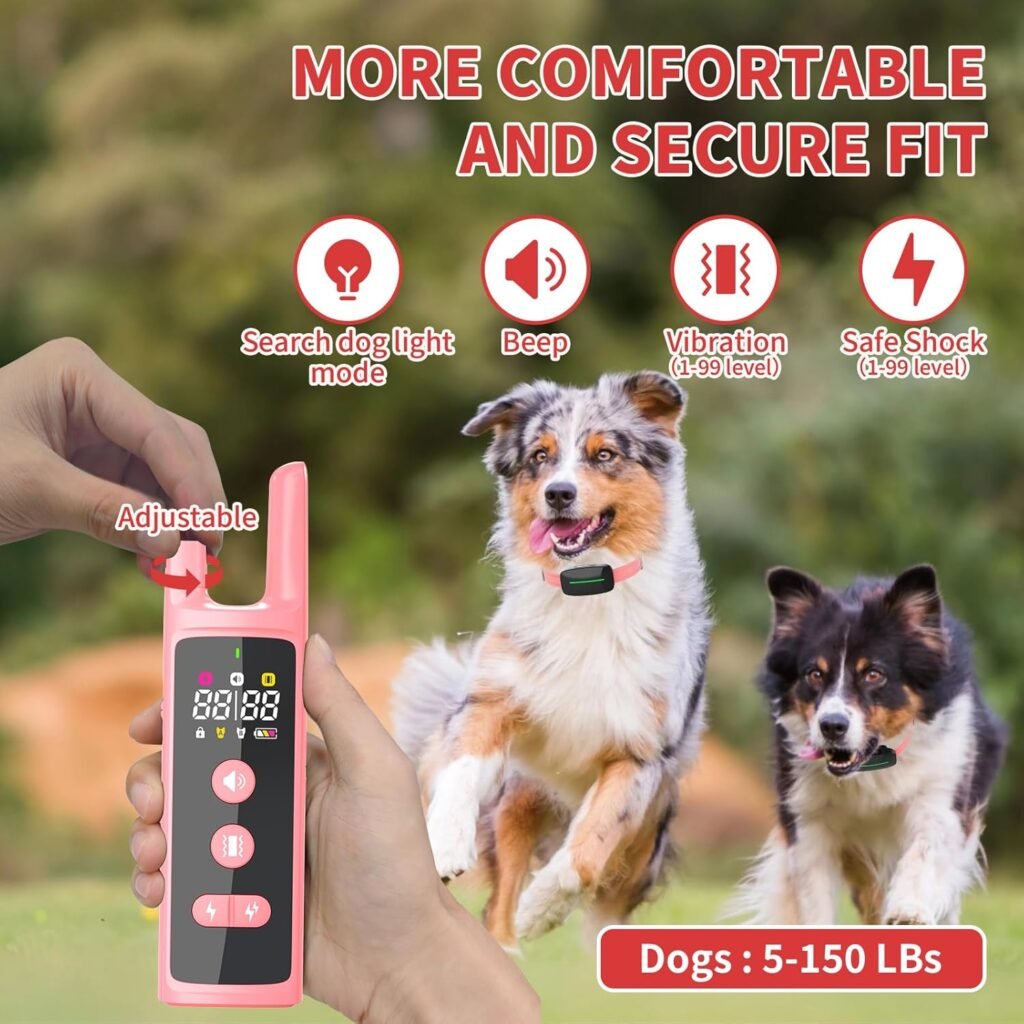Dog Training Shock Collar 4300FT Dog Bark Collar with Remote IP67 Waterproof Training Modes Beep Vibration Shock Light Mode Magnetic Charger Electric Dogs Collar 8-25 inches Double Shock Rose Bloom Dog Training Shock Collar 4300FT Dog Bark Collar with Remote IP67 Waterproof Training Modes Beep Vibration Shock Light Mode Magnetic Charger Electric Dogs Collar 8-25 inches Double Shock Rose Bloom