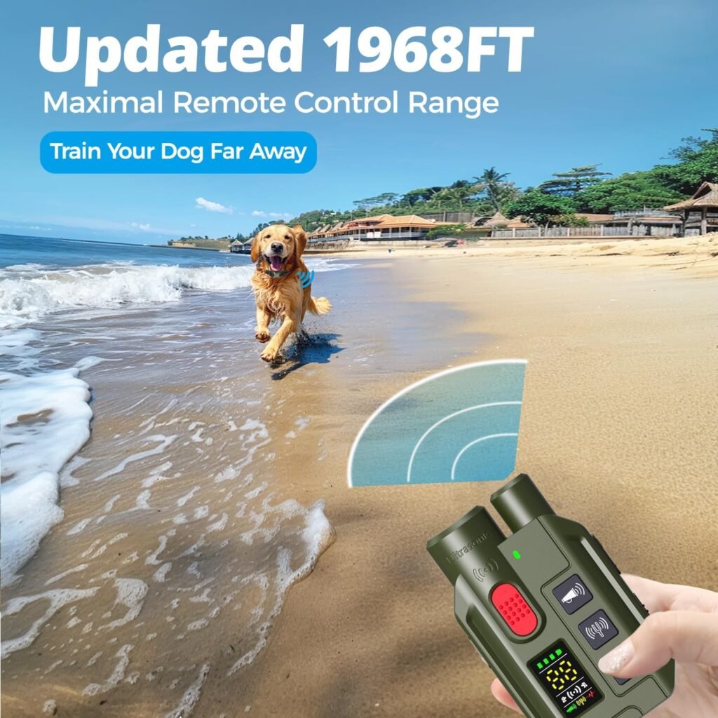 Dogs Training Collar with Remote 1968FT, IP67 Waterproof Rechargeable Collar with Training Modes (BeepVibration but Fully Safe for Pets) for Small Medium Large Dogs (Pack of 2)