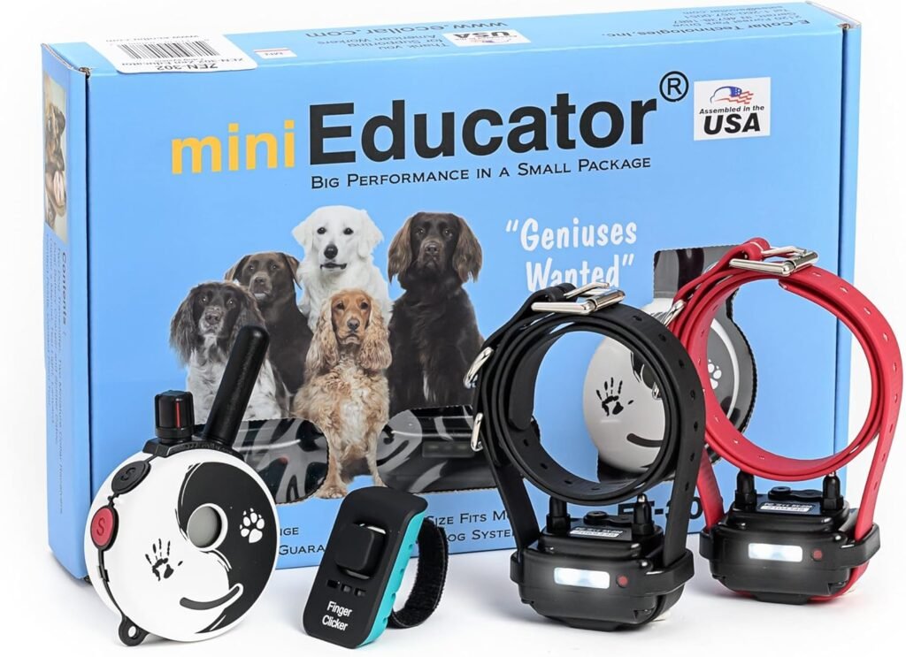 E-Collar ET-300 Mini Educator Remote Dog Training Collar –/2 Mile Waterproof, Premium Finger Clicker Trainer, Stimulation Levels + Vibration + Light + Sound – Dog Small to Medium, Yellow