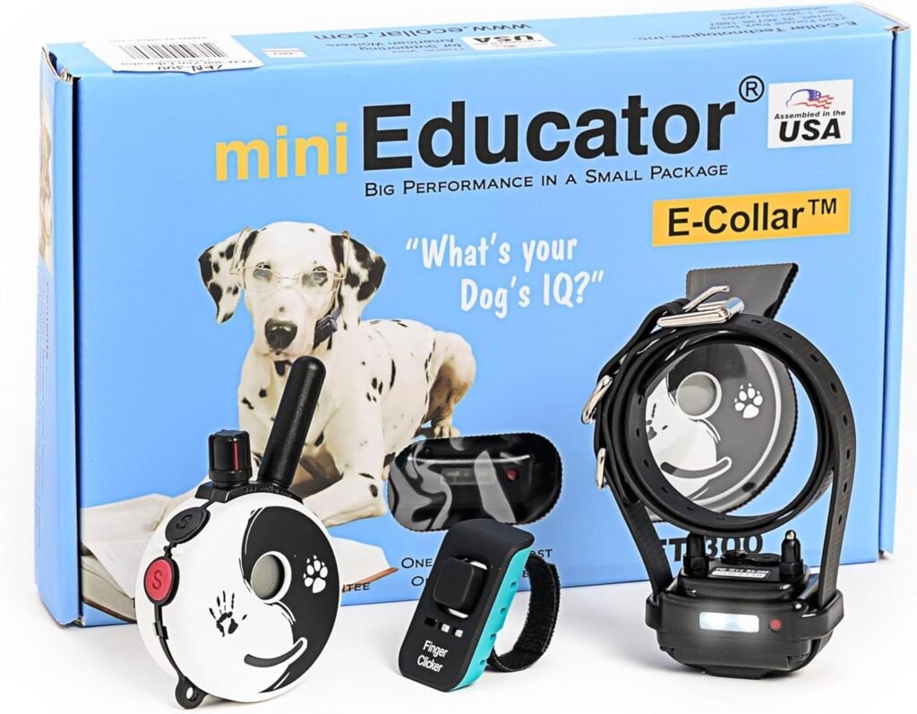 E-Collar ET-300 Mini Educator Remote Dog Training Collar –/2 Mile Waterproof, Premium Finger Clicker Trainer, Stimulation Levels + Vibration + Light + Sound – Dog Small to Medium, Yellow