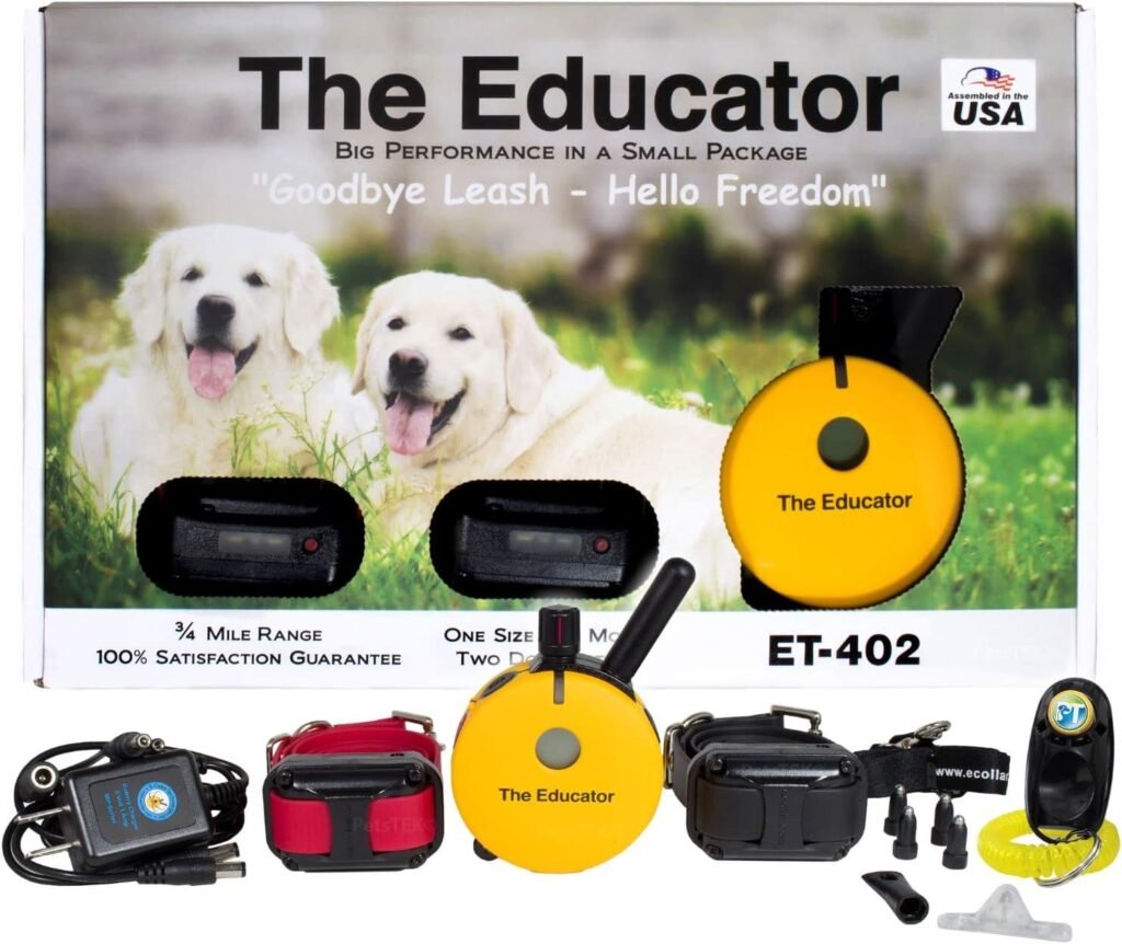 Educator ET-400 E Collar for Dog Training with Remote -/4 Mile Range, Waterproof, Blunt Stimulation Levels, Tone or Vibration Mode, Night Tracking Light for Small, Medium Large Dogs