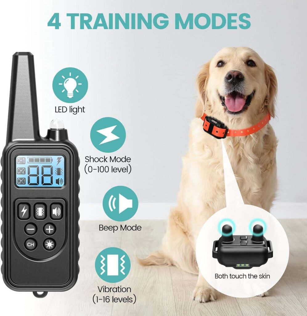 F-color Dog Shock Collar Pack - Dog Training Collar with Remote IP65 Waterproof E Collar for Dogs Training with Light Shock Vibrate and Beep Collars for Small Medium Large Beeds F-color Dog Shock Collar Pack - Dog Training Collar with Remote IP65 Waterproof E Collar for Dogs Training with Light Shock Vibrate and Beep Collars for Small Medium Large Beeds
