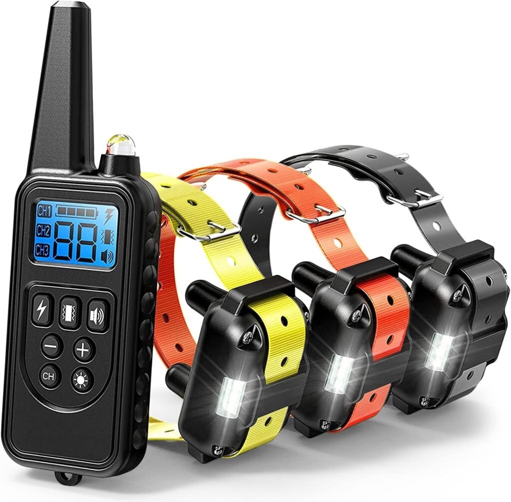 F-color Dog Shock Collar Pack - Dog Training Collar with Remote IP65 Waterproof E Collar for Dogs Training with Light Shock Vibrate and Beep Collars for Small Medium Large Beeds F-color Dog Shock Collar Pack - Dog Training Collar with Remote IP65 Waterproof E Collar for Dogs Training with Light Shock Vibrate and Beep Collars for Small Medium Large Beeds