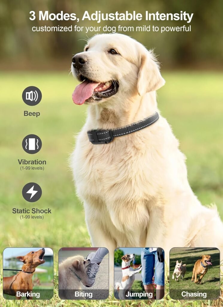 FunniPets Dog Shock Collar Pack - Dog Training Collar with Remote IP65 Waterproof E Collar for Dogs Training with Shock Vibrate Beep and Light Modes for Small Medium Large Dogs