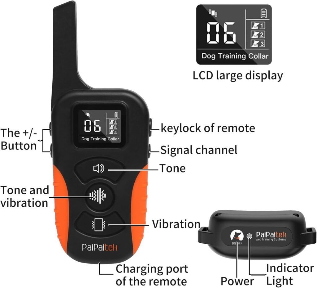 No Shock Dog Training Collar with Remote 3300ft Range, Strong Vibrating Dog Collar Beep and Vibrate Only, Waterproof  Rechargeable Vibration Collar for Small Medium Large Dogs - No Prongs