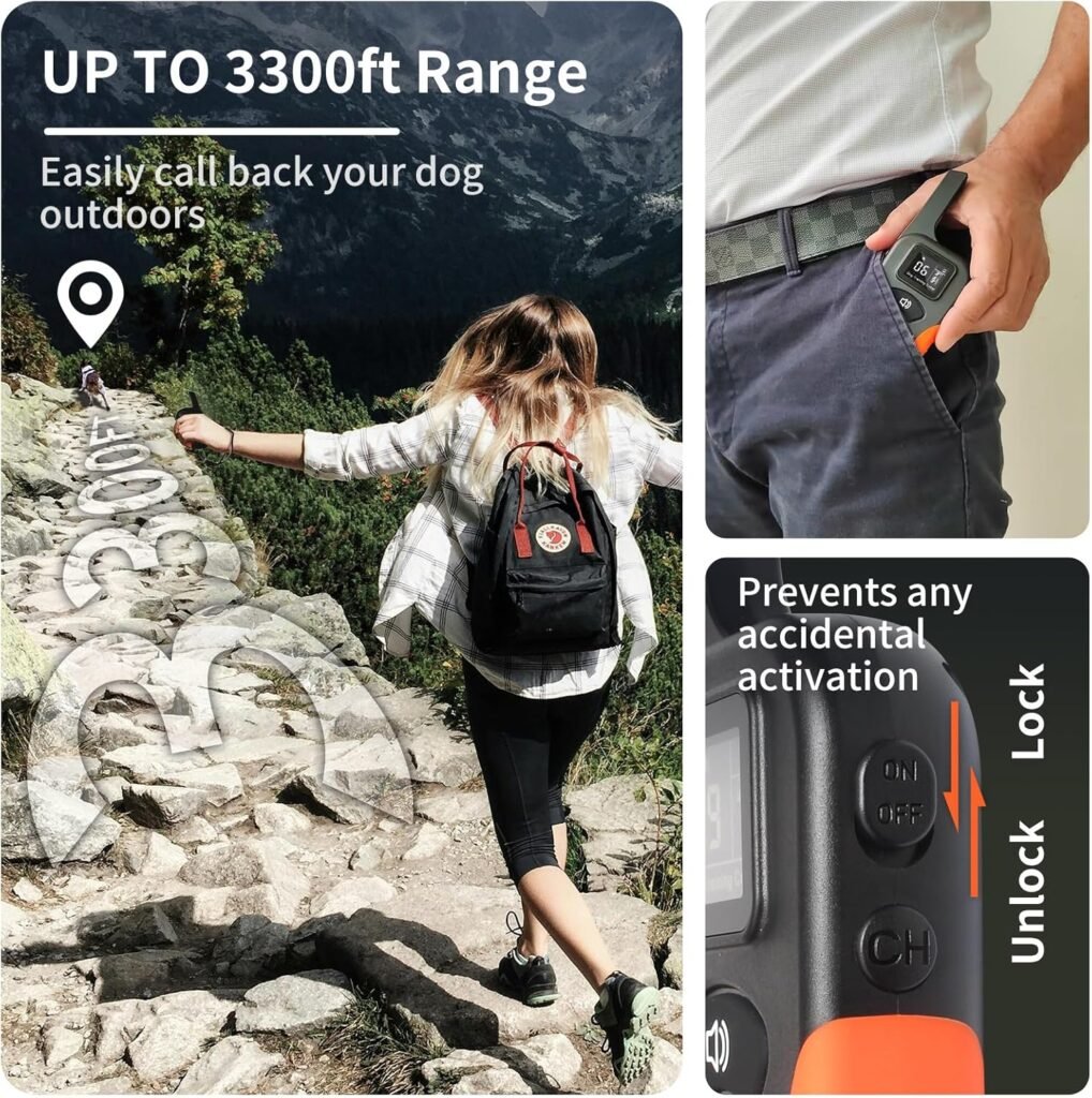 No Shock Dog Training Collar with Remote 3300ft Range, Strong Vibrating Dog Collar Beep and Vibrate Only, Waterproof  Rechargeable Vibration Collar for Small Medium Large Dogs - No Prongs