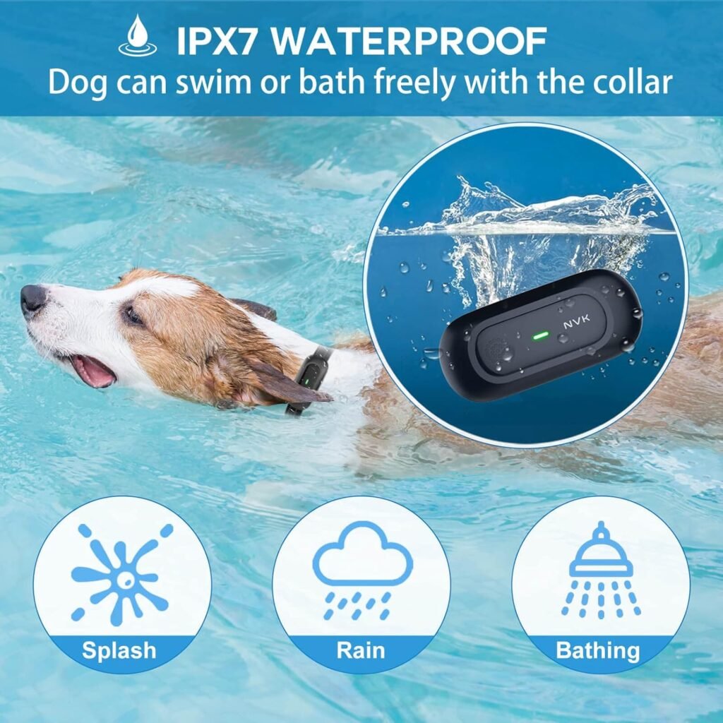 NVK Dog Training Collar, Single Collar Without Remote, Rechargeable Dog Training Collar with Modes, Beep, Vibration and Shock, Waterproof Collar