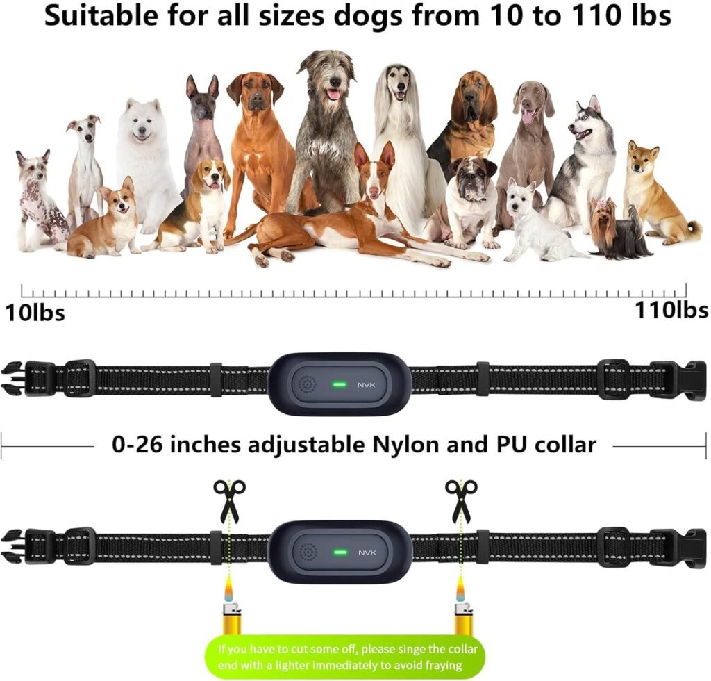 NVK Dog Training Collar, Single Collar Without Remote, Rechargeable Dog Training Collar with Modes, Beep, Vibration and Shock, Waterproof Collar