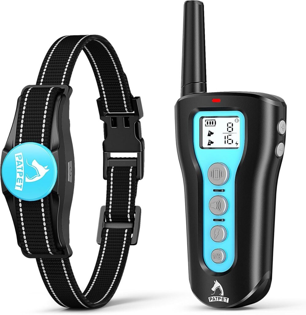 PATPET Dog Shock Collar - Rechargeable Dog Training Collar with Remote for Medium Large Dogs, Training Modes (Beep/Vibration/Shock) IPX7 Waterproof 1000Ft Electric Dog Collar (Black) PATPET Dog Shock Collar - Rechargeable Dog Training Collar with Remote for Medium Large Dogs, Training Modes (Beep/Vibration/Shock) IPX7 Waterproof 1000Ft Electric Dog Collar (Black)