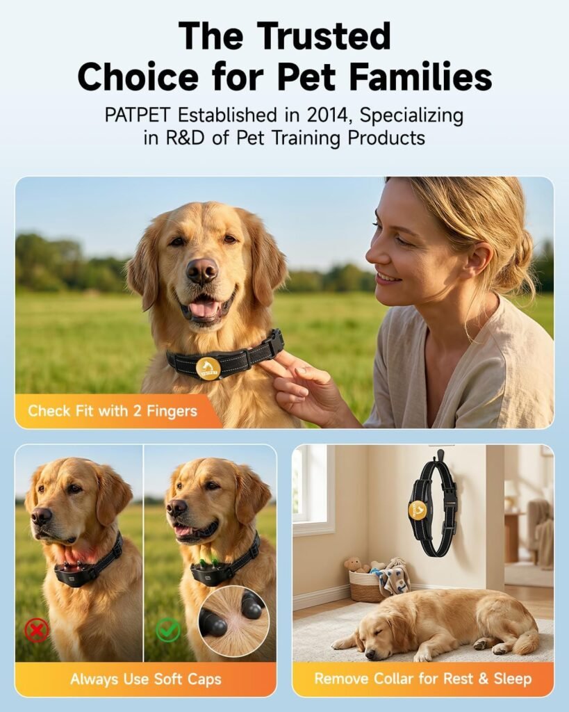 PATPET Dog Shock Collar - Rechargeable Dog Training Collar with Remote for Medium Large Dogs, Training Modes (Beep/Vibration/Shock) IPX7 Waterproof 1000Ft Electric Dog Collar (Black) PATPET Dog Shock Collar - Rechargeable Dog Training Collar with Remote for Medium Large Dogs, Training Modes (Beep/Vibration/Shock) IPX7 Waterproof 1000Ft Electric Dog Collar (Black)