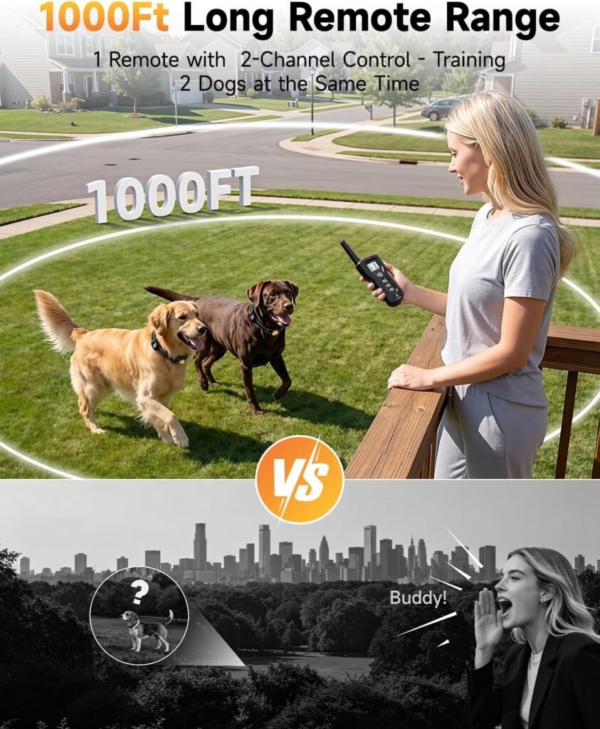 PATPET Dog Shock Collar - Rechargeable Dog Training Collar with Remote for Medium Large Dogs, Training Modes (Beep/Vibration/Shock) IPX7 Waterproof 1000Ft Electric Dog Collar (Black) PATPET Dog Shock Collar - Rechargeable Dog Training Collar with Remote for Medium Large Dogs, Training Modes (Beep/Vibration/Shock) IPX7 Waterproof 1000Ft Electric Dog Collar (Black)
