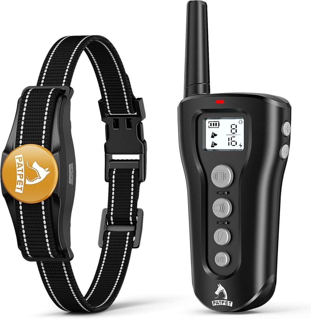 PATPET Dog Shock Collar - Rechargeable Dog Training Collar with Remote for Medium Large Dogs, Training Modes (Beep/Vibration/Shock) IPX7 Waterproof 1000Ft Electric Dog Collar (Black) PATPET Dog Shock Collar - Rechargeable Dog Training Collar with Remote for Medium Large Dogs, Training Modes (Beep/Vibration/Shock) IPX7 Waterproof 1000Ft Electric Dog Collar (Black)