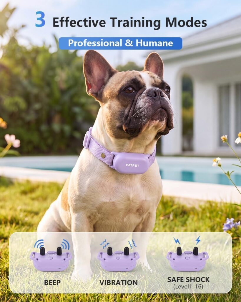 PATPET Dog Training Collar - Dog Shock Collar with Remote Control 4000FT IPX7 Waterproof Rechargeable Shock Collar for Dogs Small Medium Large, Training Modes (Beep/Vibration/Shock) E-Collar