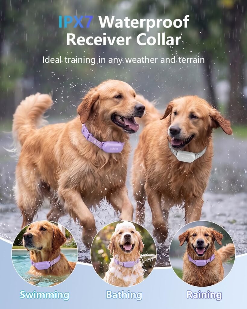 PATPET Dog Training Collar - Dog Shock Collar with Remote Control 4000FT IPX7 Waterproof Rechargeable Shock Collar for Dogs Small Medium Large, Training Modes (Beep/Vibration/Shock) E-Collar