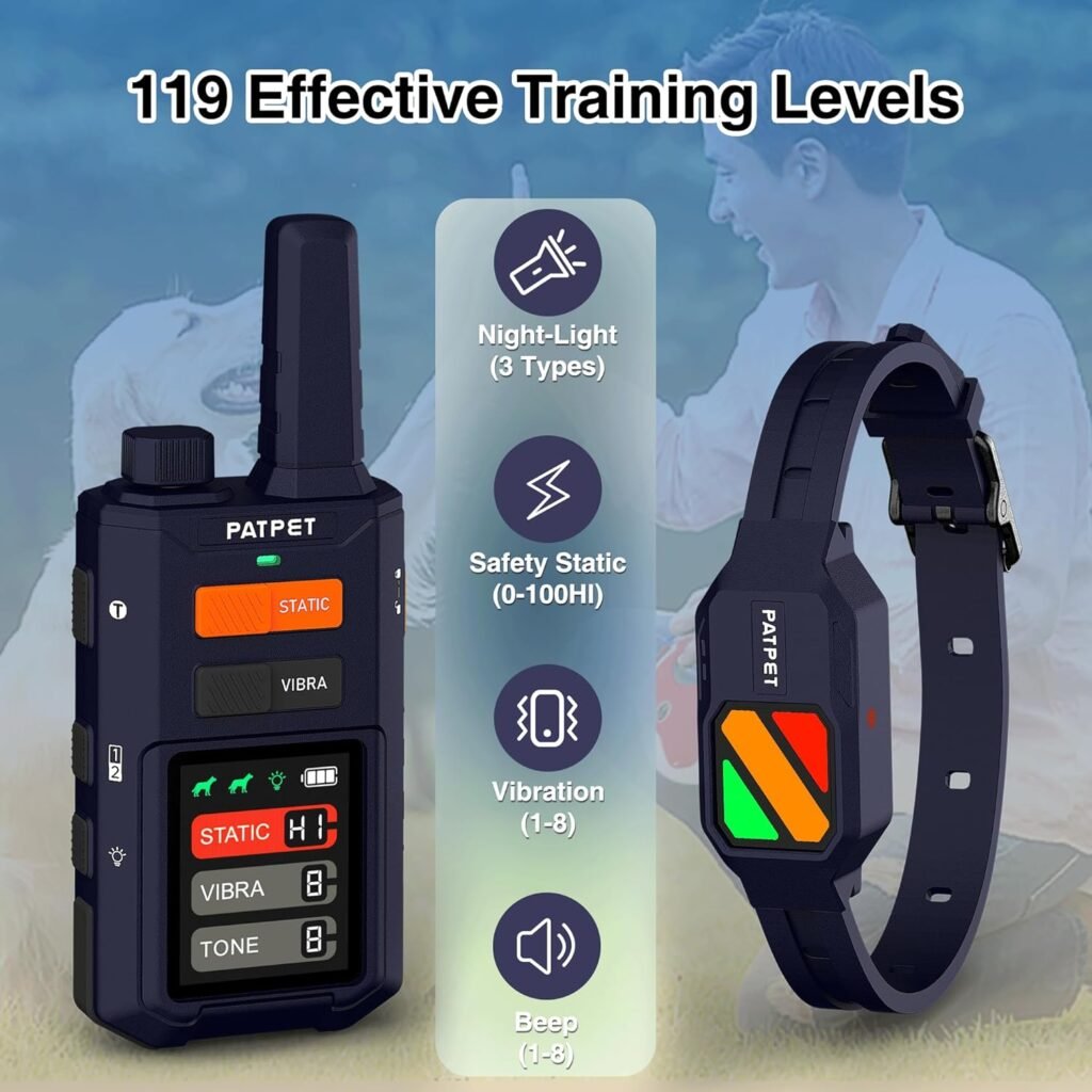 PATPET Dog Training Collar with Remote - 4200FT E Collars for Dogs Training for Large Medium Dogs, Rechargeable Waterproof Electric Dog Collar with Training Modes  Night Lights