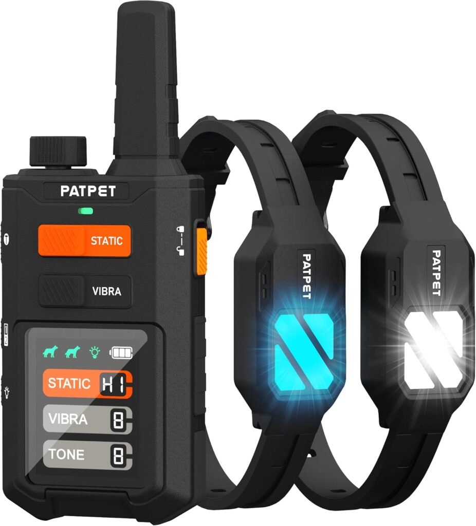 PATPET Dog Training Collar with Remote - 4200FT E Collars for Dogs Training for Large Medium Dogs, Rechargeable Waterproof Electric Dog Collar with Training Modes  Night Lights