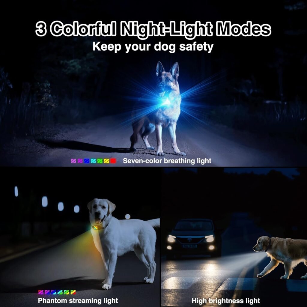 PATPET Dog Training Collar with Remote - 4200FT E Collars for Dogs Training for Large Medium Dogs, Rechargeable Waterproof Electric Dog Collar with Training Modes  Night Lights