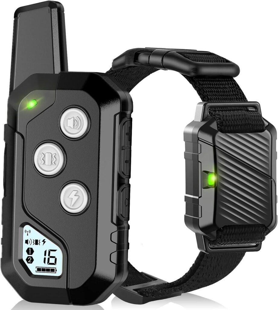 PIOUNS Shock Collar for Dogs, IP67 Waterproof Dog Training Collar with Remote, Training Modes with Beep, Vibration, and Safe Static, Rechargeable for Large Medium