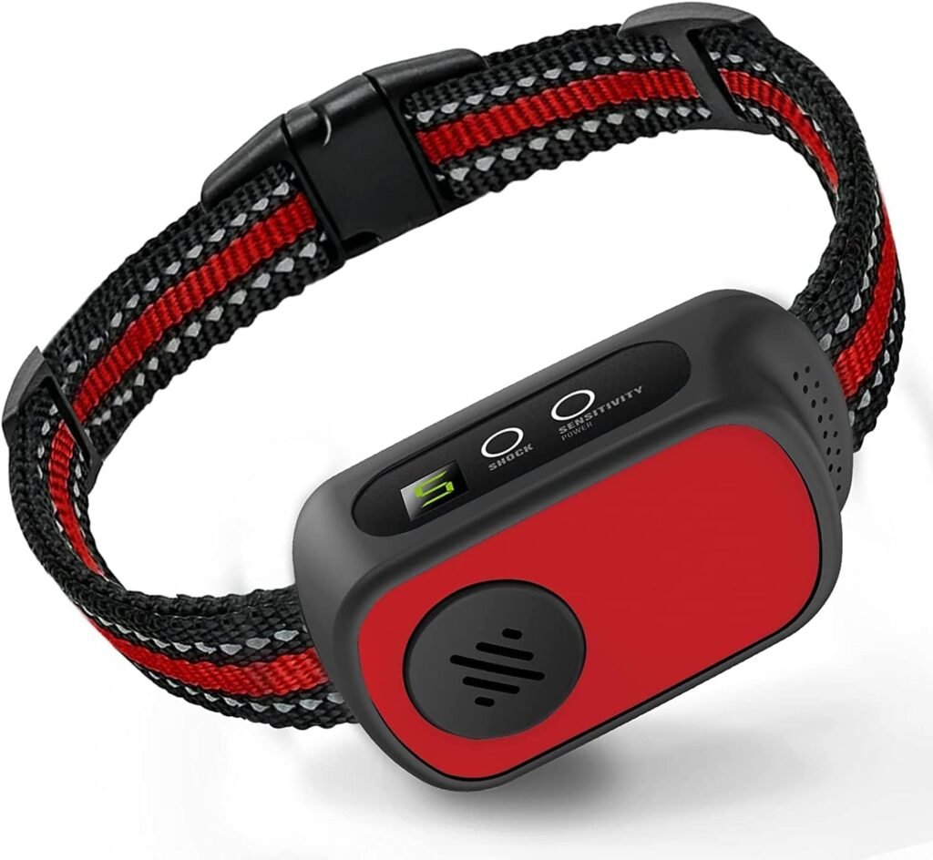 Rechargeable Dog Bark Collar with Beep Vibration and Shock,Anti Barking Collar for Small Medium Large Dogs, Humane Dog Training Device with Adjustable Sensitivity Levels