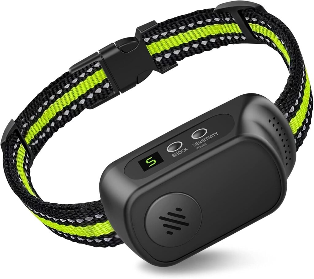 Rechargeable Dog Bark Collar with Beep Vibration and Shock,Anti Barking Collar for Small Medium Large Dogs, Humane Dog Training Device with Adjustable Sensitivity Levels